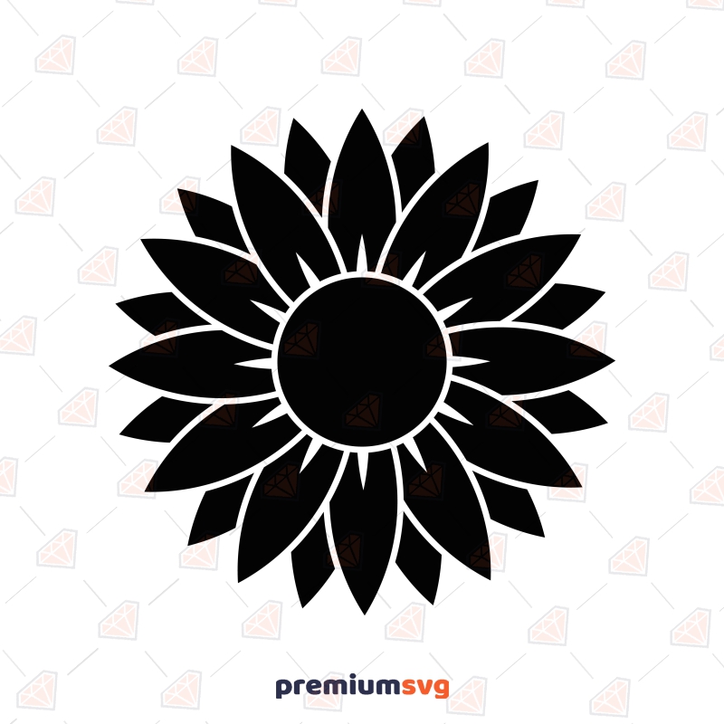 Basic Black Sunflower SVG Cut and Clipart File Sunflower SVG Svg