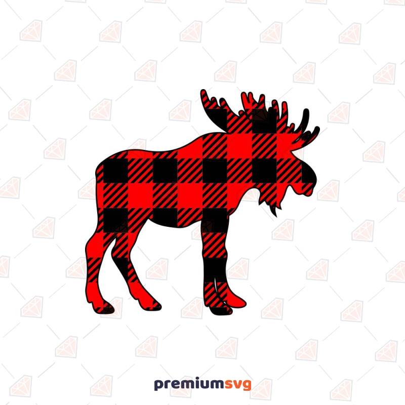 Buffalo Plaid Moose SVG Cut File Christmas SVG Svg