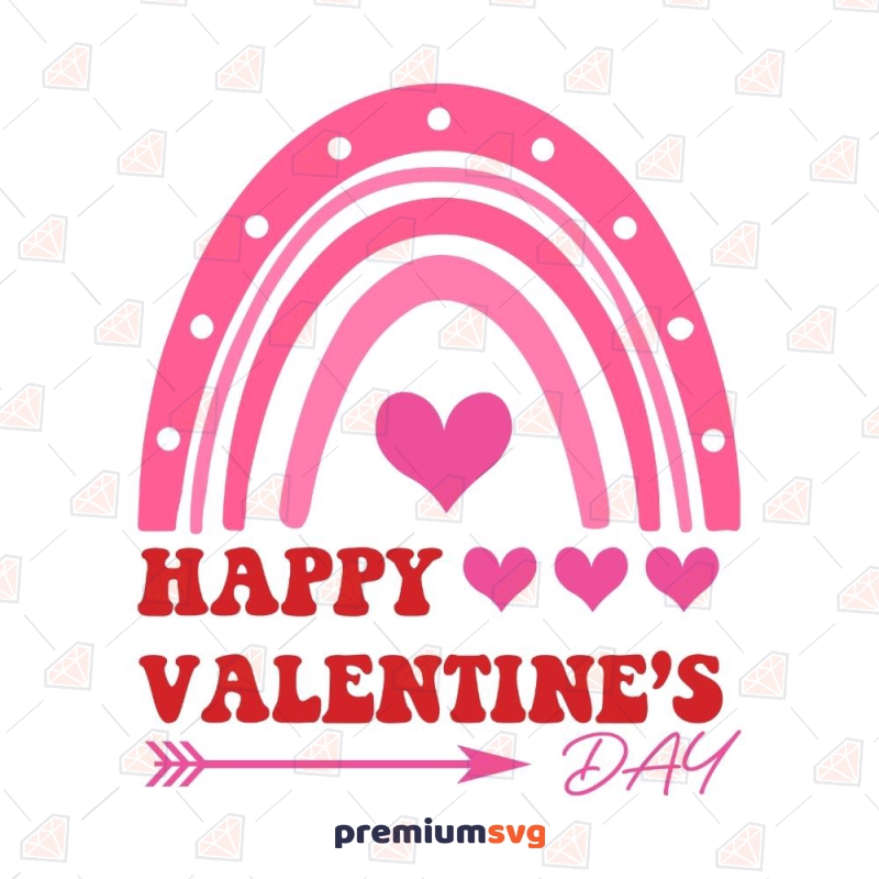 Cricut Silhouette Cut File SVG & PNG Clipart Boho Rainbow Happy Valentine's Day Sublimation Graphics Instant Download