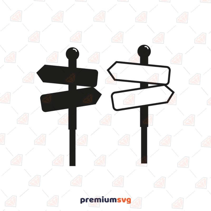 Black and White Directional Arrow Signs SVG Cut File Street Signs Svg