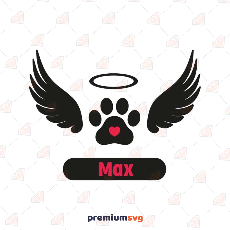 Dog Angel Wings Monogram SVG, Memorial SVG Pets SVG Svg