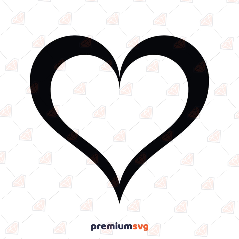Basic Heart Outline SVG, Heart Love SVG Clipart Valentine's Day SVG Svg