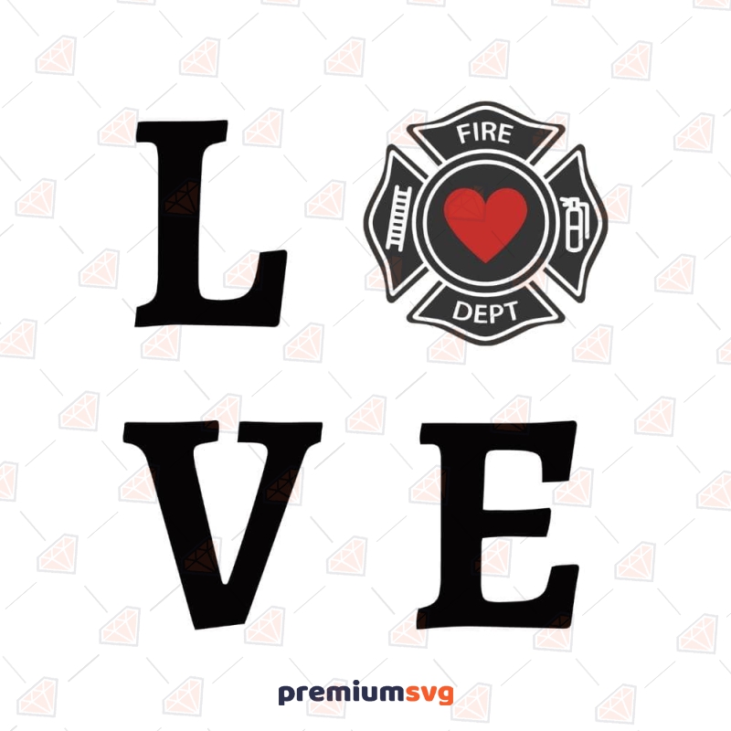 Love with Firefigther Logo SVG Cut File, Fireman Love SVG Firefighter SVG Svg