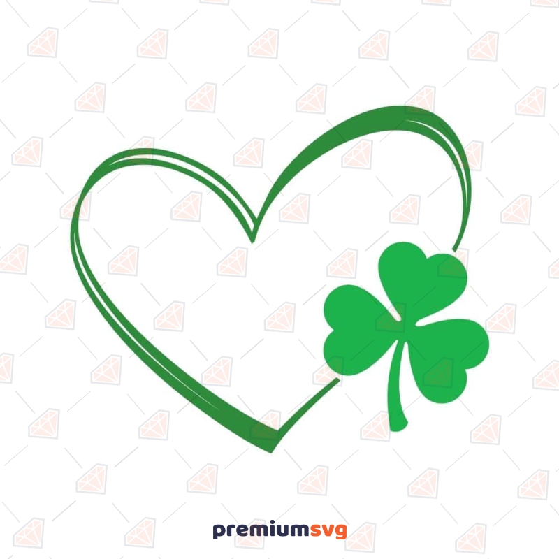 Doodle Heart Shamrock SVG, Clover Leaf Vector Files St Patrick's Day SVG Svg
