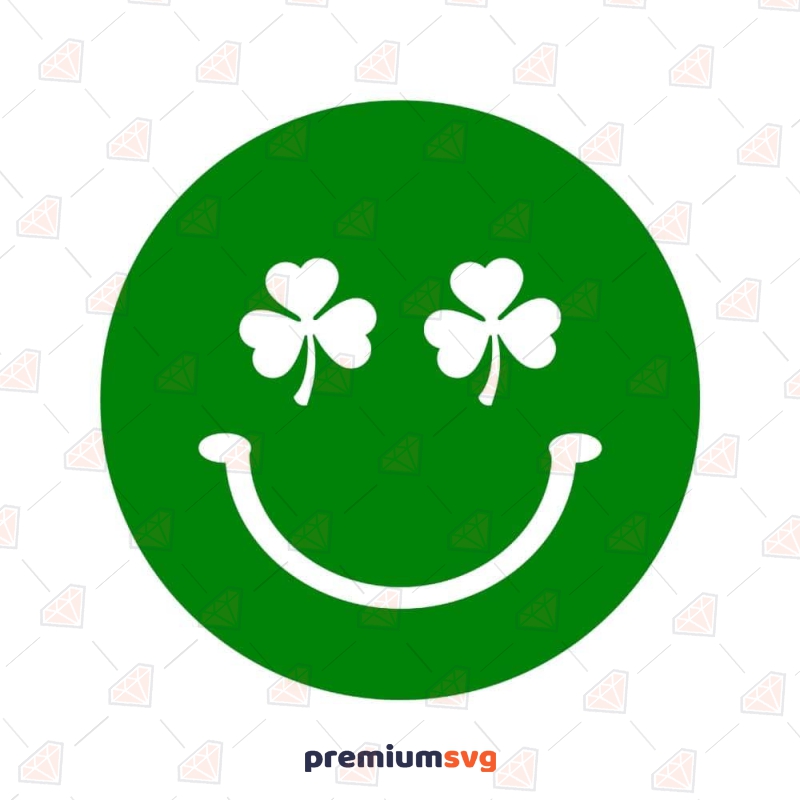 Smiley Face with Shamrocks SVG, Clover Eyes Retro SVG St Patrick's Day SVG Svg