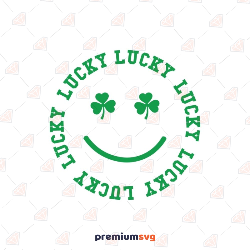 Lucky Smiley Face SVG, Lucky Retro Smile SVG St Patrick's Day SVG Svg