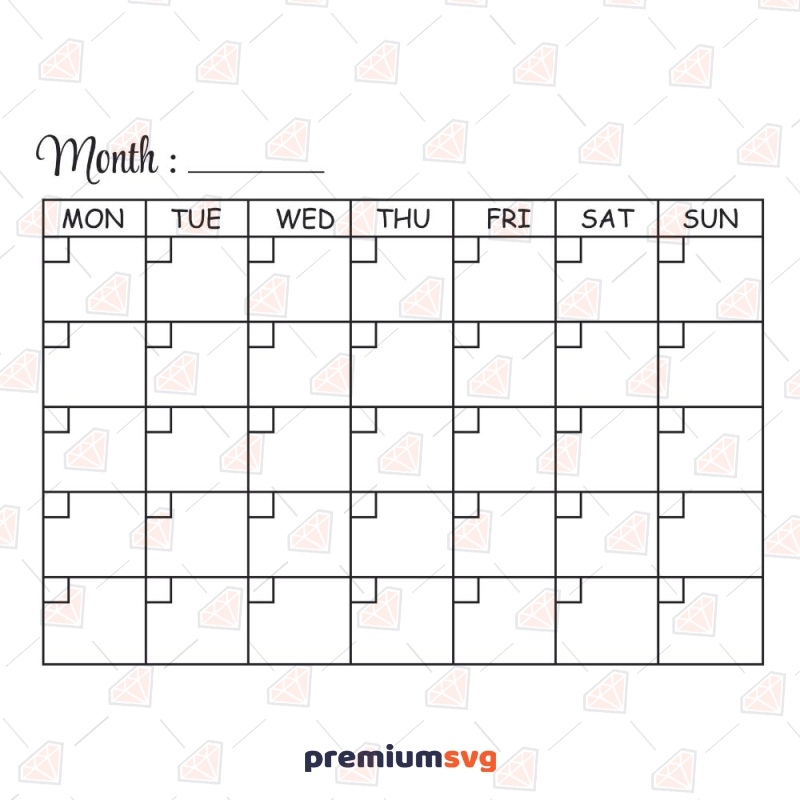 Month Planner SVG, Monthly Calendar with Notes SVG School SVG Svg
