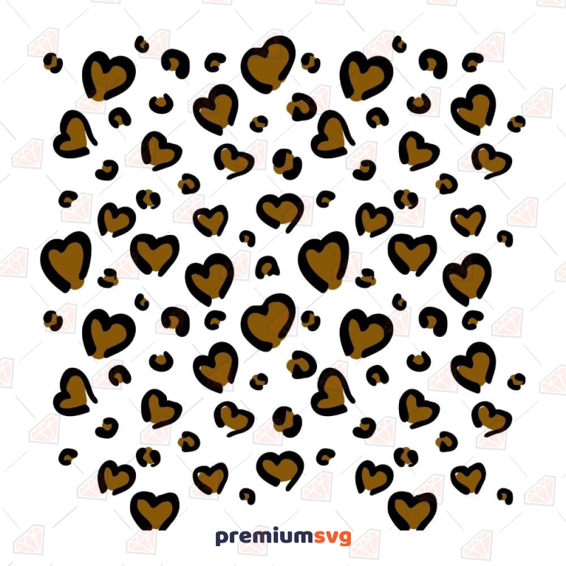 Leopard Print Heart Pattern SVG, Cricut Files Leopard Print SVG Svg