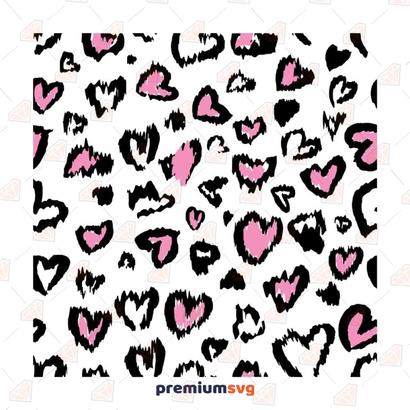 Pink Brush Heart Pattern SVG, Cheetah Print SVG Background Patterns Svg