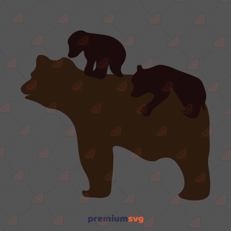 Mama Bear and Baby Bears Silhouette SVG File Wild & Jungle Animals SVG Svg