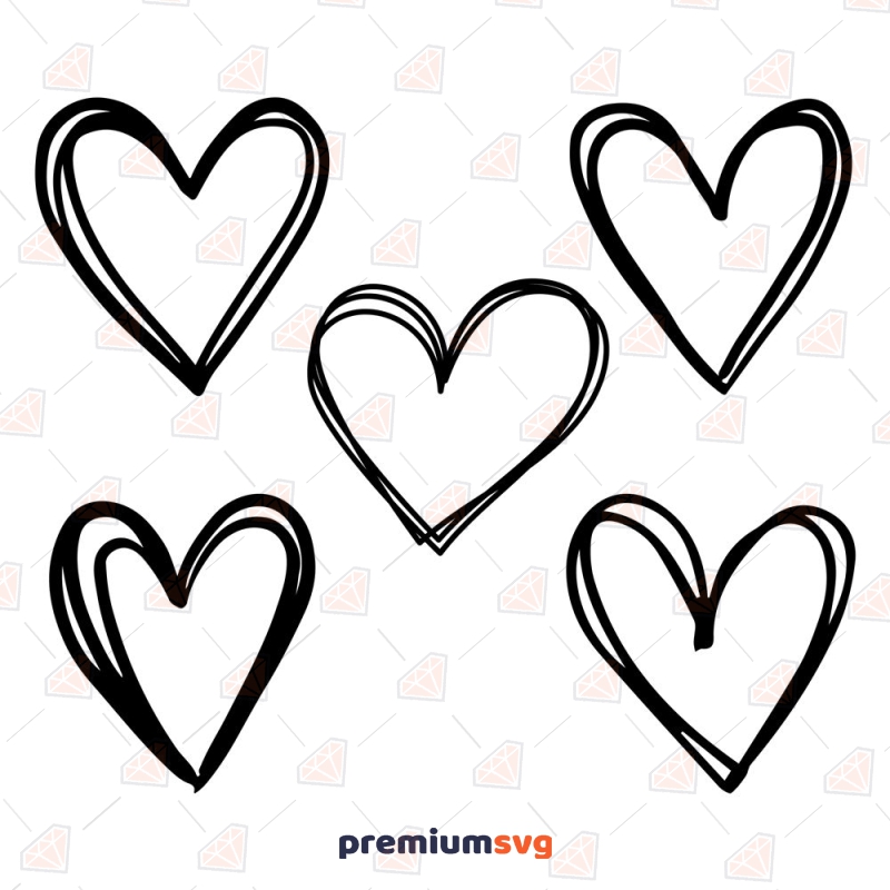 Doodle Heart SVG Bundle, Hand Drawn Hearts SVG Bundle Valentine's Day SVG Svg