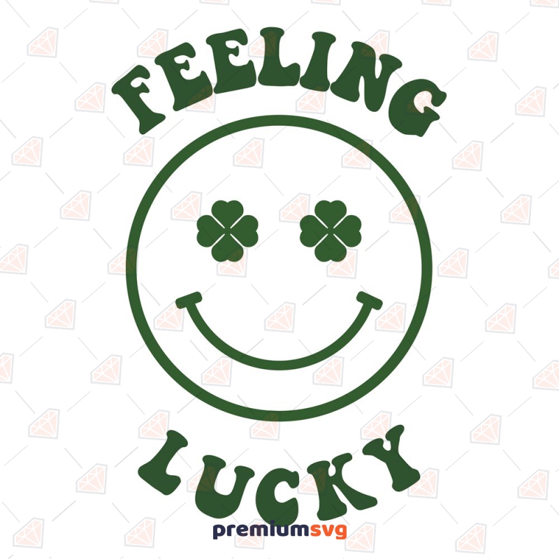 Feeling Lucky with Smiley Face SVG, Retro Smile SVG St Patrick's Day SVG Svg