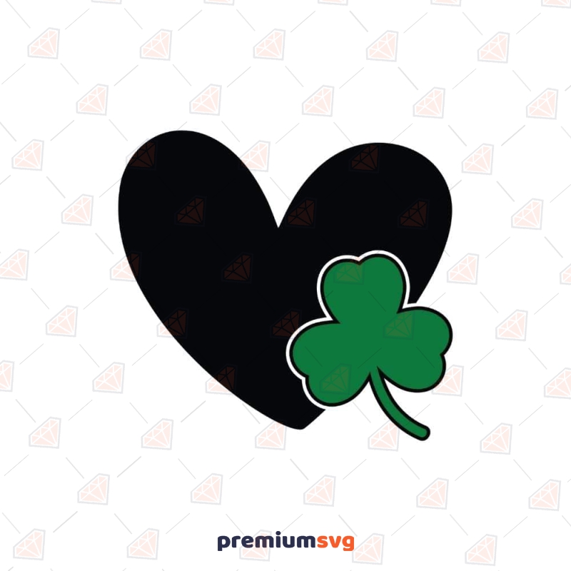 Black Heart Shamrock SVG, Shamrock Love SVG St Patrick's Day SVG Svg