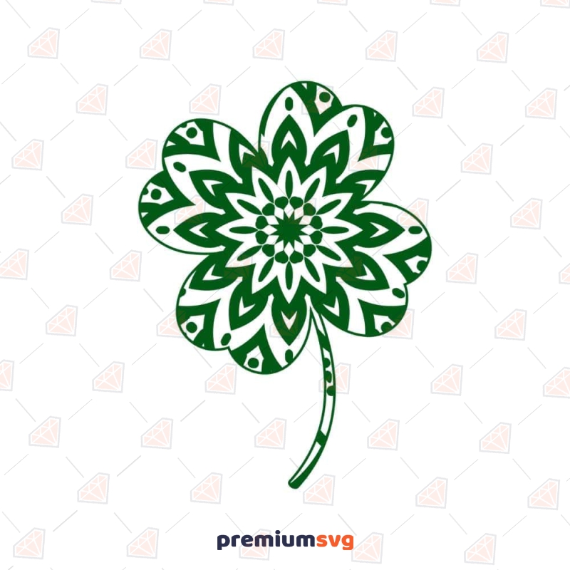 Four Leaf Clover Mandala SVG, Shamrock SVG Instant Download St Patrick's Day SVG Svg