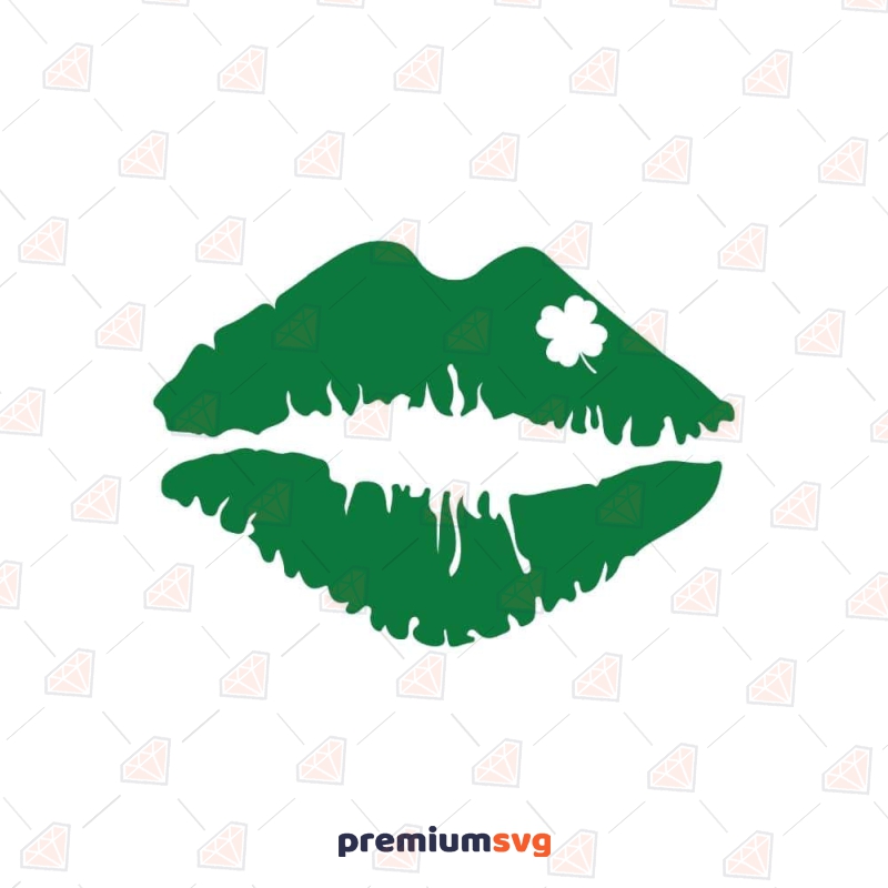 Green Lips with Shamrock SVG, Shamrock Lips SVG PremiumSVG