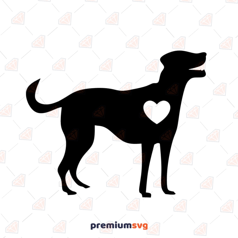 Dog Silhouette with Heart SVG Cut File Pets SVG Svg