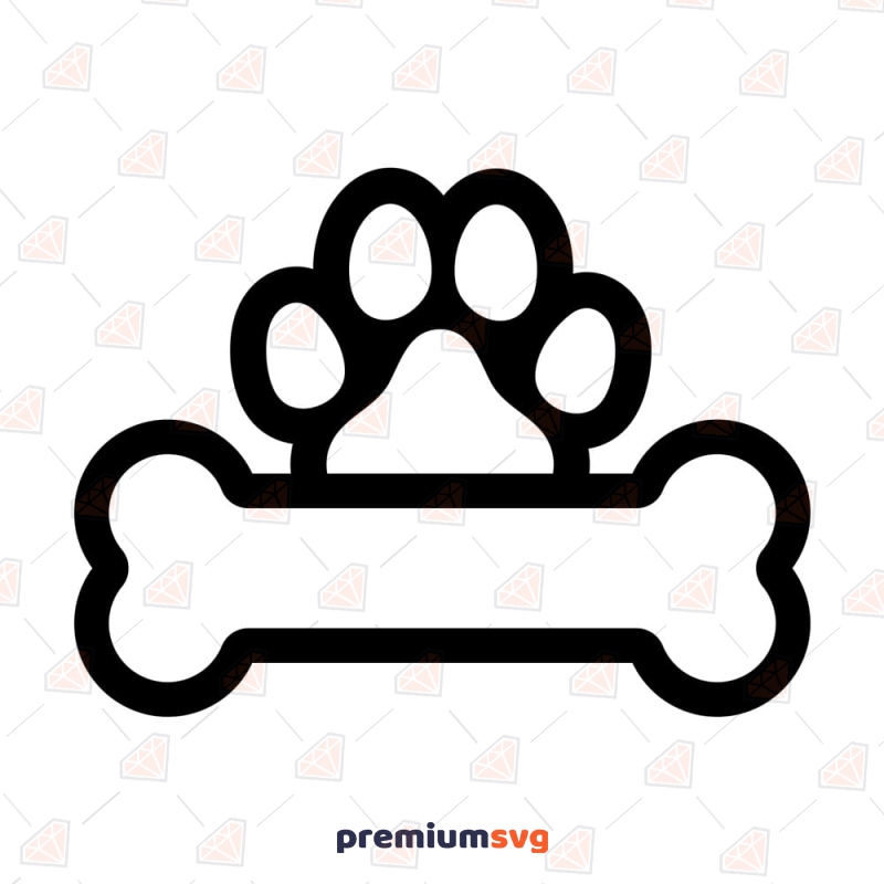 Dog Bone Monogram SVG, Monogram Paw Print SVG | PremiumSVG