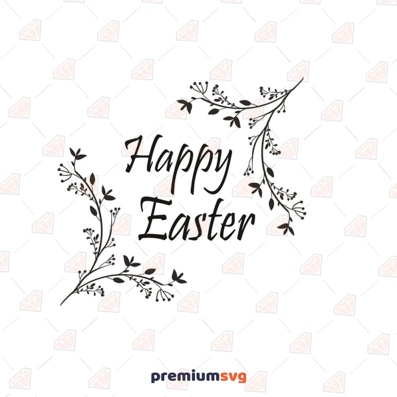 Happy Easter SVG Design with Flowers, Easter Day SVG Easter Day SVG Svg