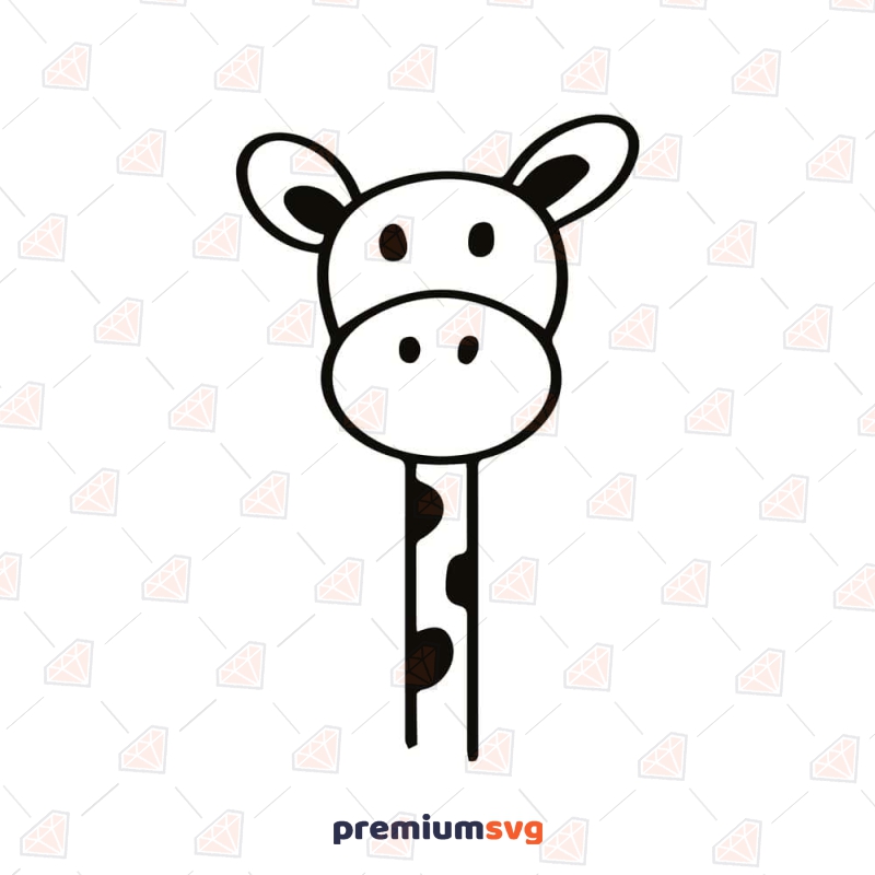 Black and White Giraffe Face SVG Cut & Clipart File Wild & Jungle Animals SVG Svg