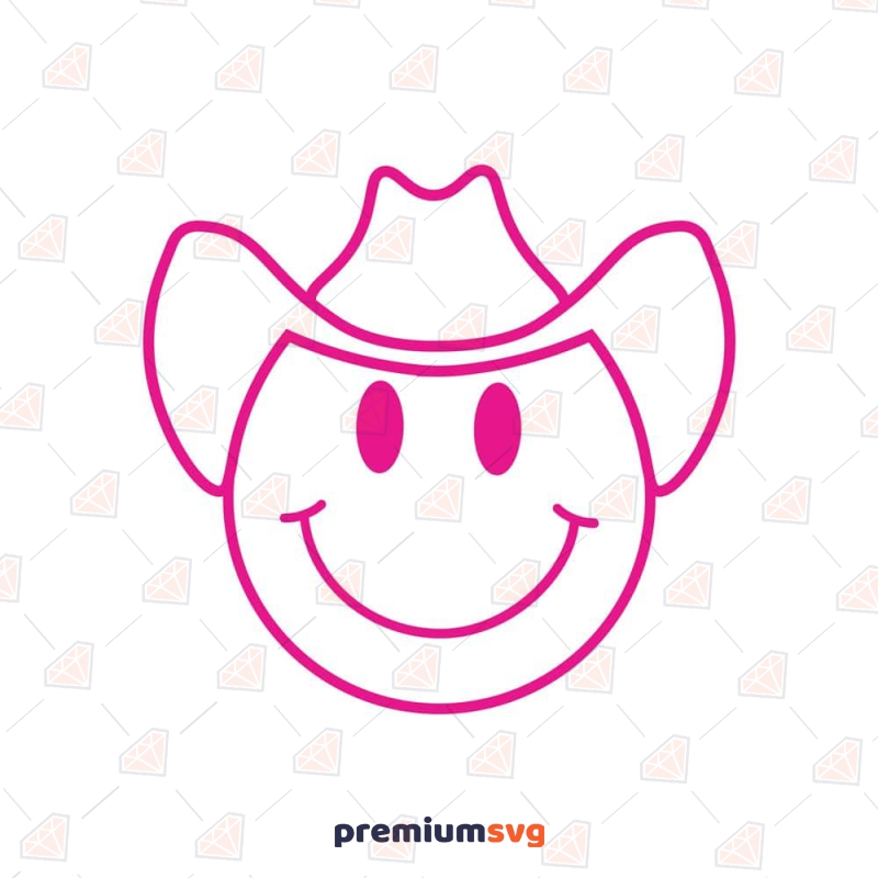 Cowboy Emoji SVG, Smiley Face SVG Cut File Icon SVG Svg