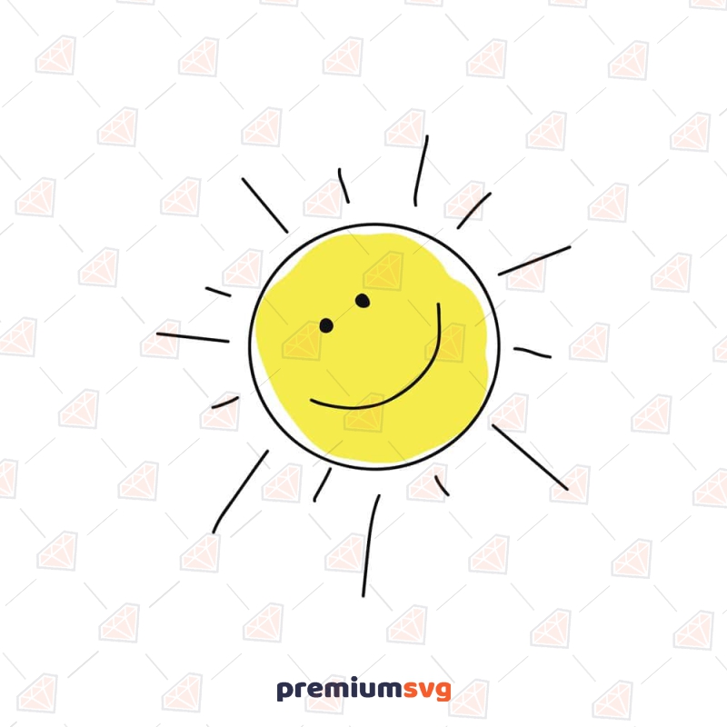 Smiling Sun SVG Cut and Clipart File Summer SVG Svg
