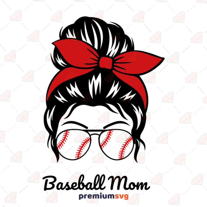 Baseball Mom Messy Bun SVG, Instant Download, Baseball SVG Messy Bun SVG Svg