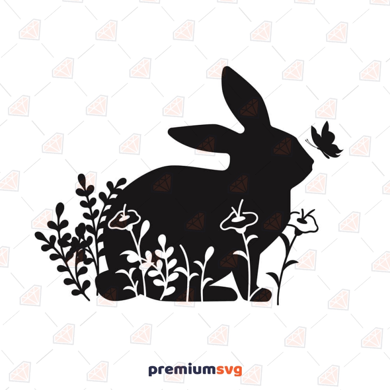 Floral Bunny SVG Cut File, Easter Flower Bunny SVG Easter Day SVG Svg