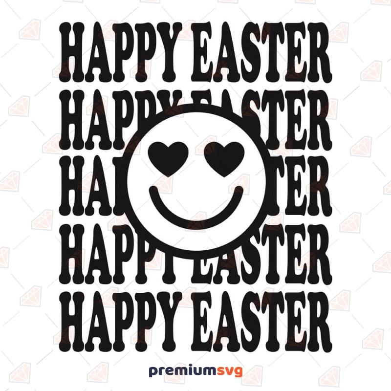 Happy Easter With Smiley Face SVG, Retro Happy Easter SVG Easter Day SVG Svg