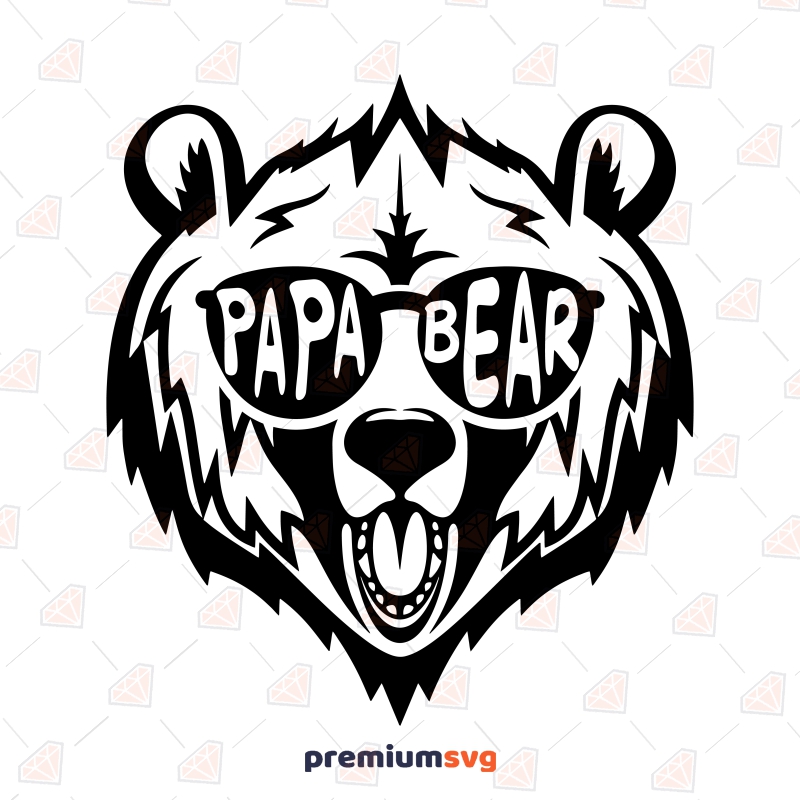 Papa Bear SVG Cut File, Instant Download Father's Day SVG Svg