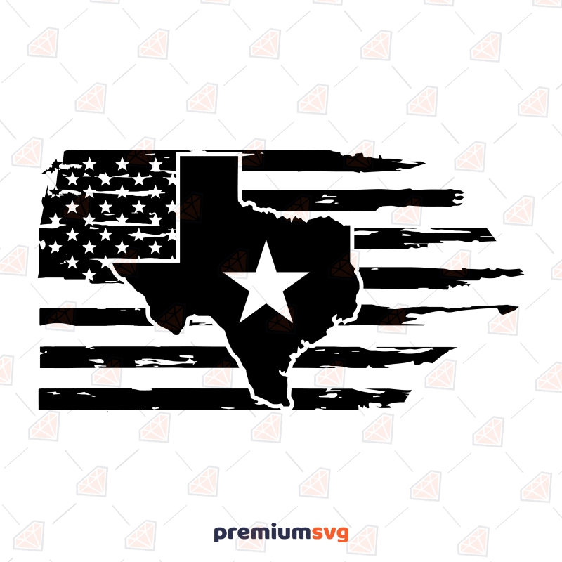 Texas Flag SVG Black and White | PremiumSVG