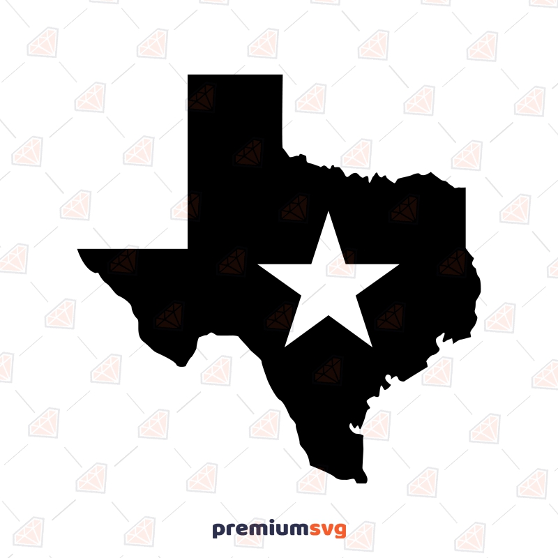 Texas Map with Star SVG File for Cricut and Silhouette Texas SVG Svg