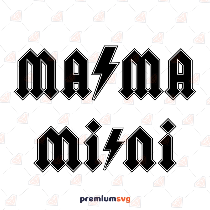 Mama Mini SVG, ACDC Lightning Bolt SVG Cut File Mother's Day SVG Svg