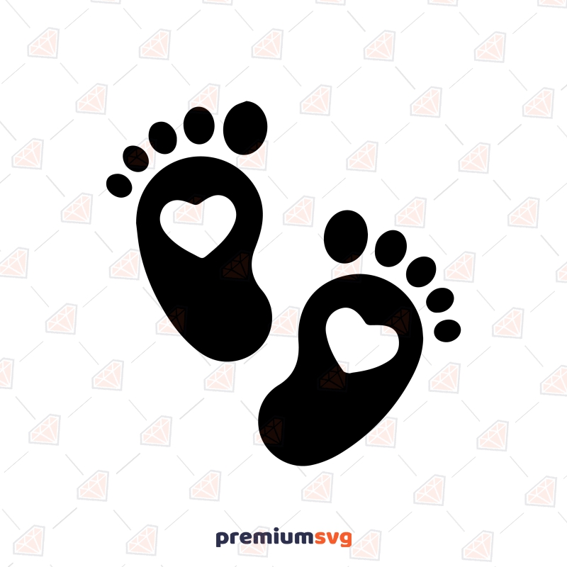 Baby Feet with Heart SVG, Newborn SVG Instant Download Baby SVG Svg