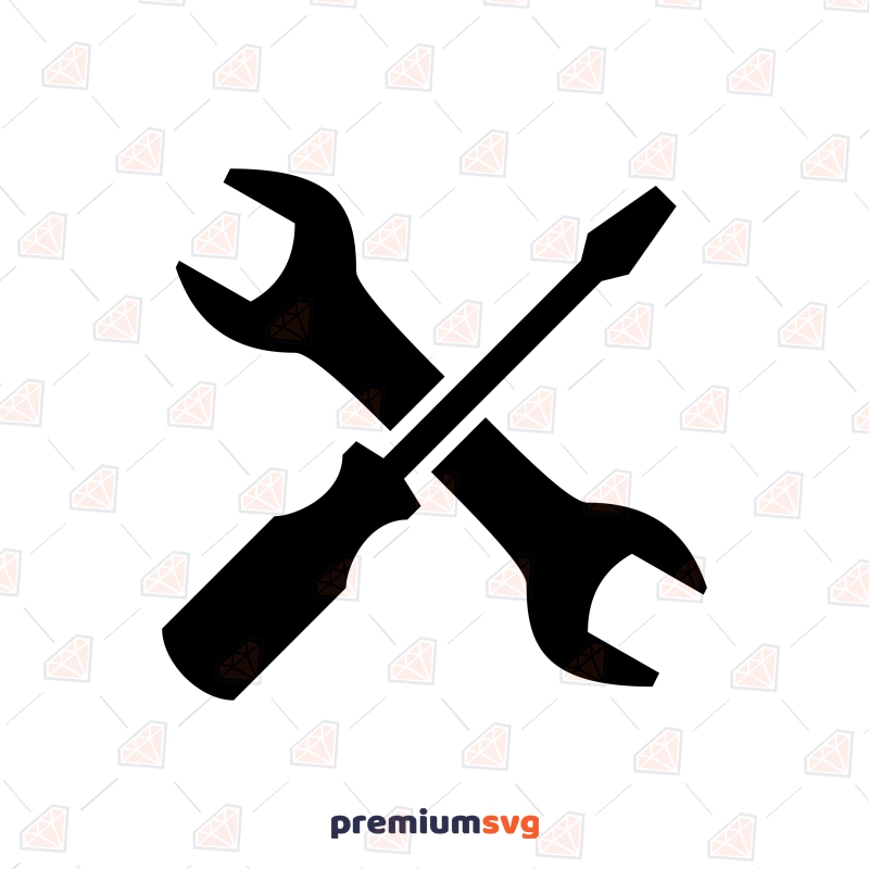 Wrench and Screwdriver SVG Vector Icon, Wrench And Screwdriver Clipart Mechanical Tools Svg