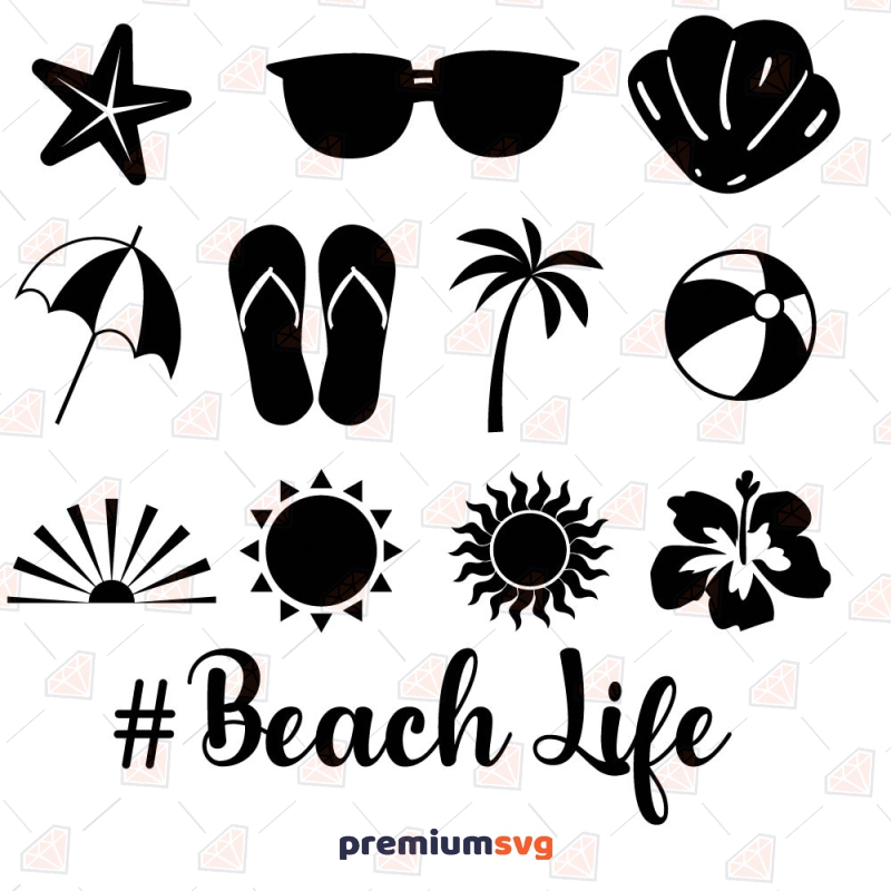 Summer Beach SVG Bundle, Beach Life SVG Instant Download Summer SVG Svg