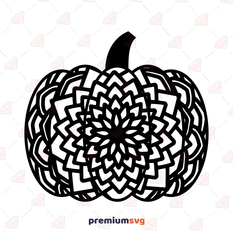 Pumpkin Mandala SVG, Pumpkin Swirly SVG Instant Download Halloween SVG Svg