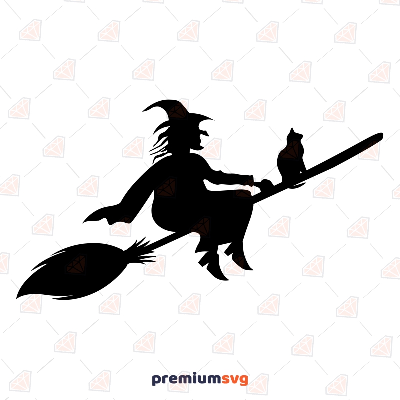 Halloween Witch with Cat SVG, Witch SVG Instant Download Halloween SVG Svg