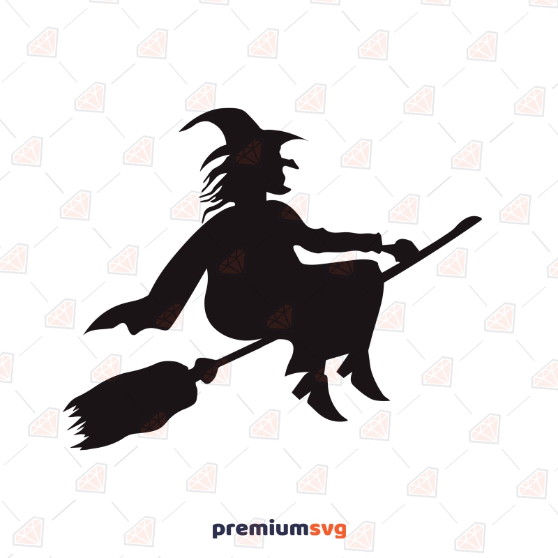 Halloween Witch Silhouette SVG Cut File, Witch Vector Files Halloween SVG Svg
