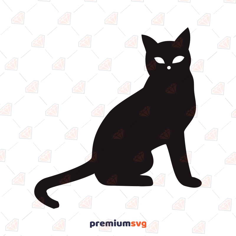 Halloween Cat SVG Silhouette, Black Cat SVG Instant Download Halloween SVG Svg