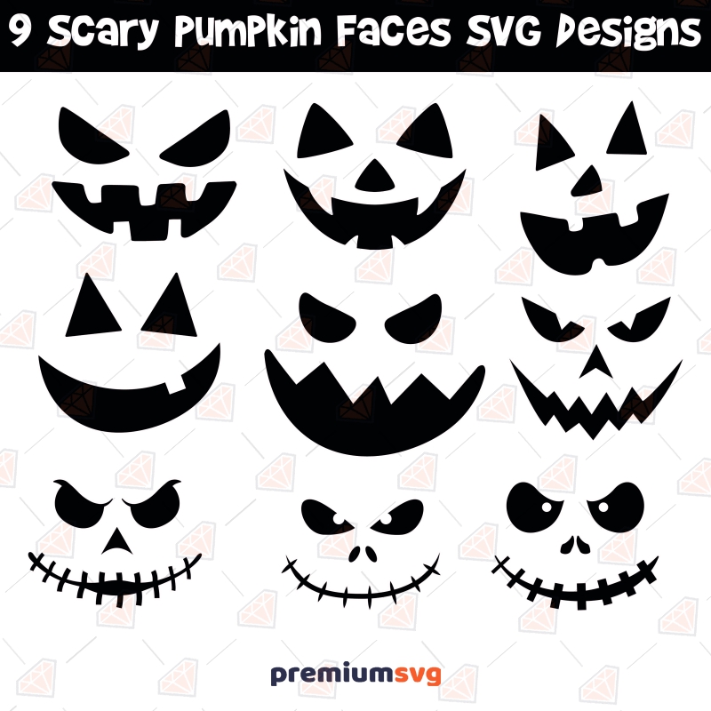 Scary Pumpkin Face SVG Bundle, Bundle Jack O'Lantern Faces SVG Halloween SVG Svg