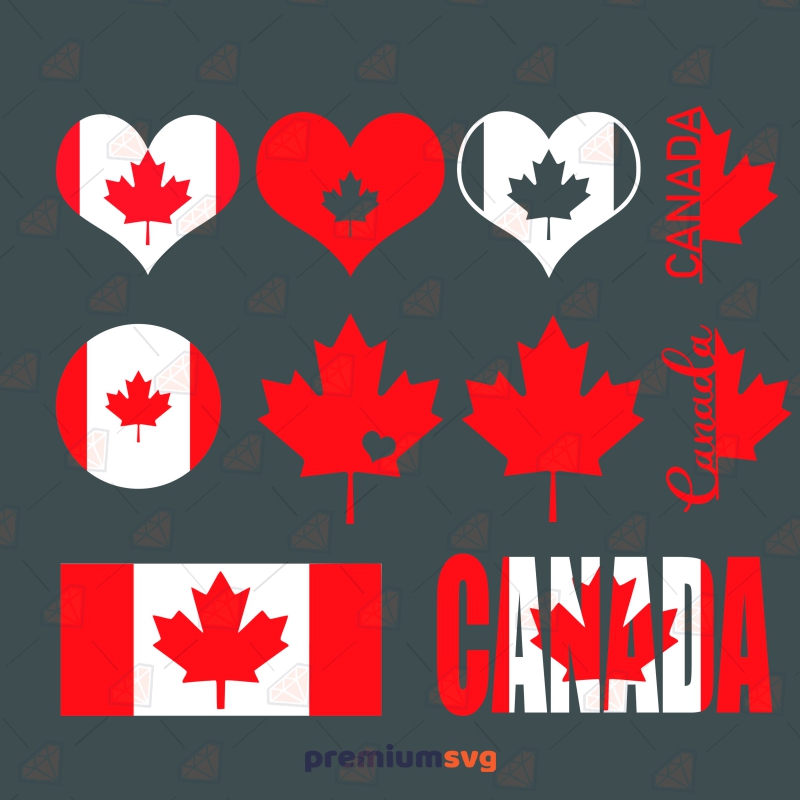 Canada Flag SVG Bundle, Canada Day SVG, Maple Leaf Bundle Vector Files Flag SVG Svg