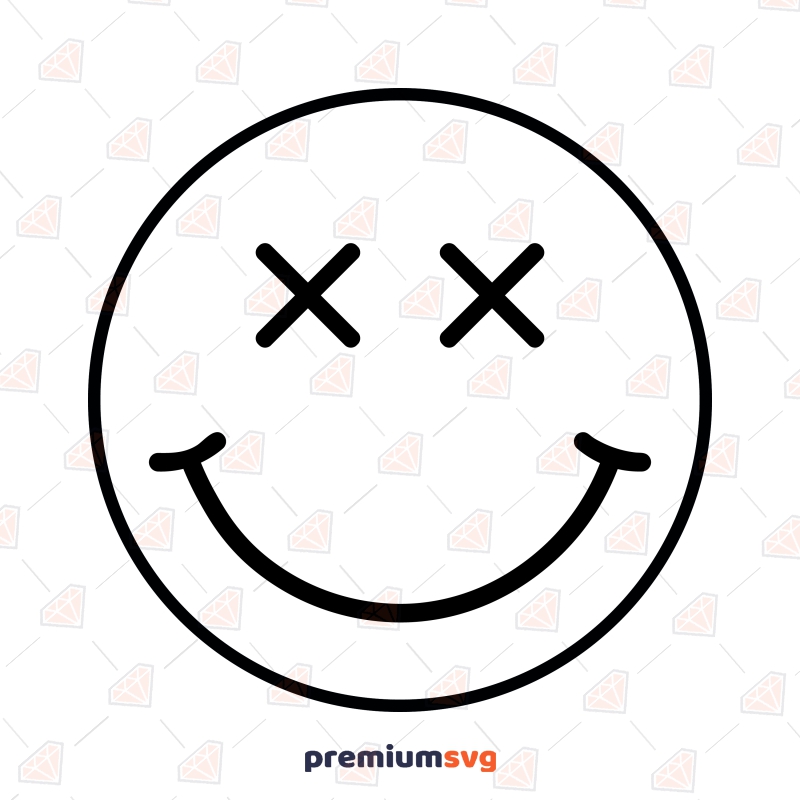 Cross Smiley Face Emoji SVG, Crossed Eyes SVG Clipart Vector Illustration Svg