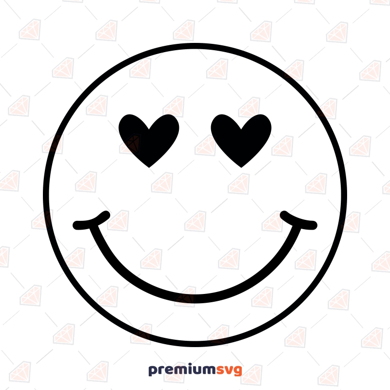 Heart Eyes Smiley Face SVG, Heart Eyes Emoji SVG Instant Download Vector Illustration Svg