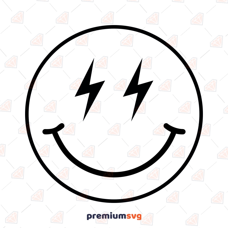 Lightning Eyes Smiley Face SVG, Bolt Emoji SVG Digital Download | PremiumSVG