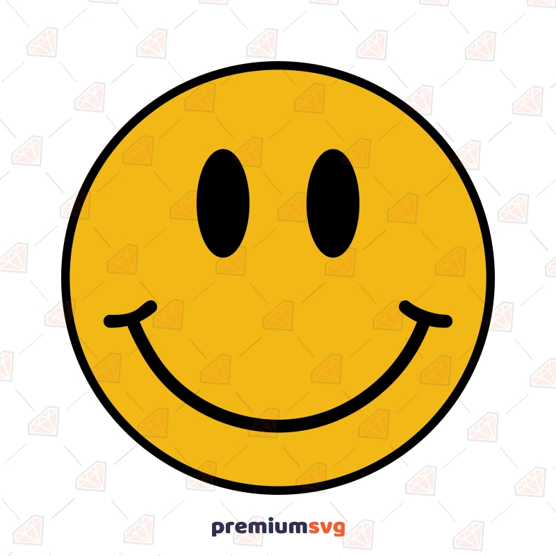 Yellow Smiley Face Emoji Outline SVG, Smiley Vector Files Vector Illustration Svg