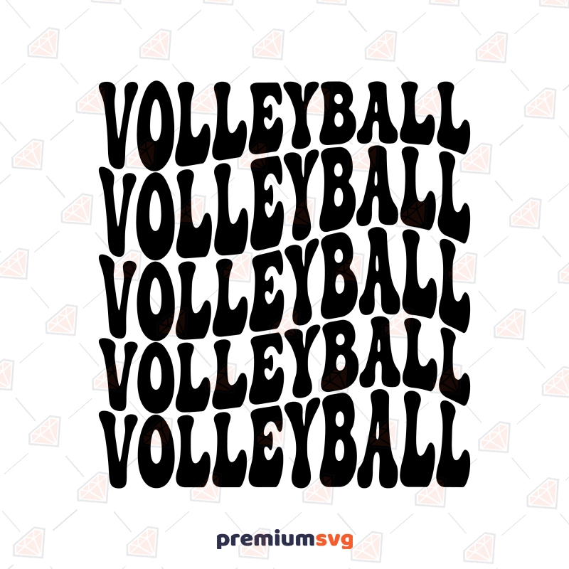 Volleyball SVG Wavy Stacked, Volleyball Logo SVG Vector Files Volleyball SVG Svg
