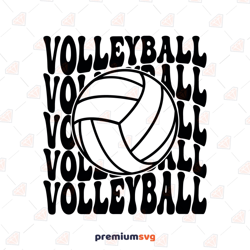 Volleyball SVG Wavy Stacked, Volleyball Logo SVG Vector Files ...