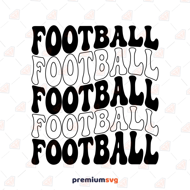 Stacked Wavy Football SVG, Football Logo SVG Clipart Vector Files