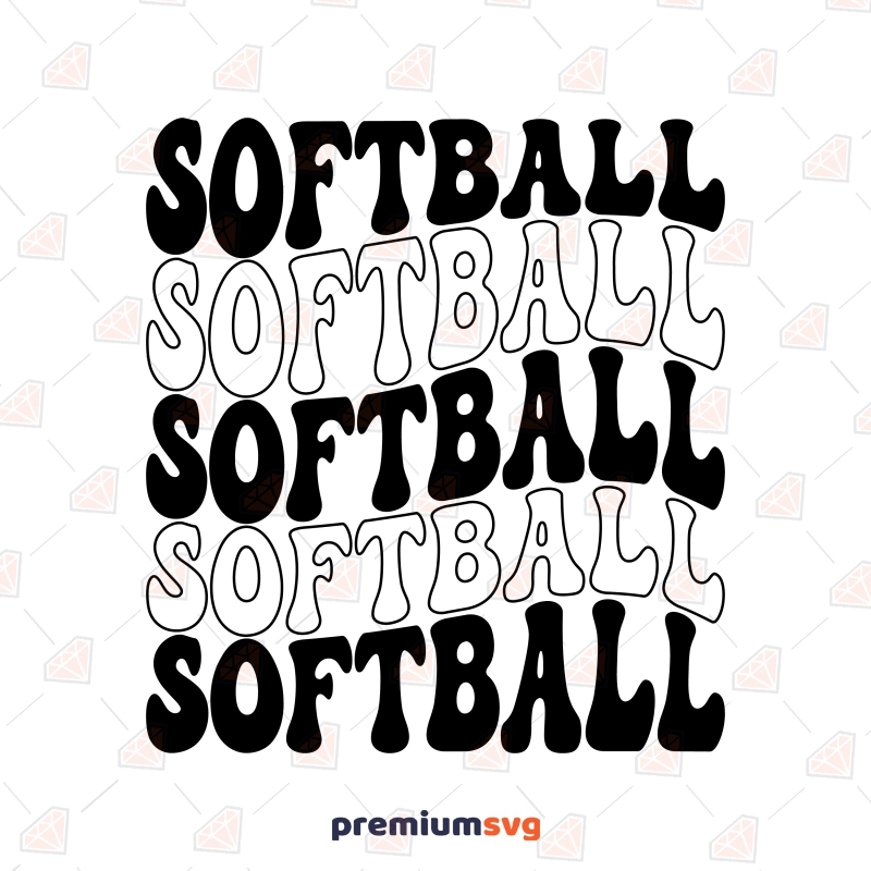 Softball with Wavy Text SVG, Softball SVG Clipart Instant Download Baseball SVG Svg