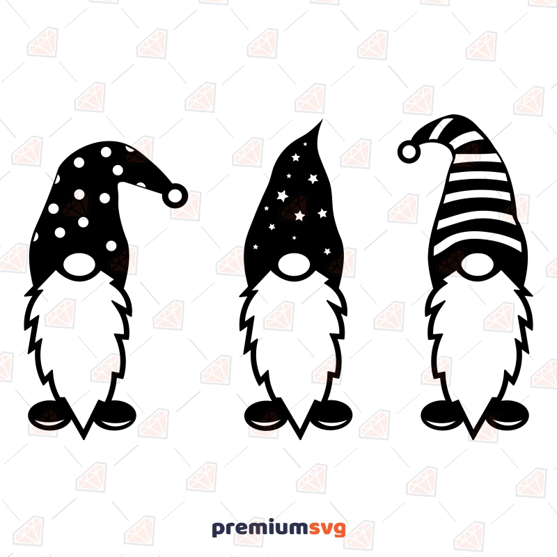 Gnomes Clipart SVG Bundle Download, Black Gnomes SVG Vector Files Christmas SVG Svg